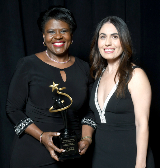 Hilda Kennedy, Founder of AmPac Business Capital in Ontario as Mary Anne Fox Top Female Entrepreneur Award recipient of 2024 presented by Christine Holyfield of My Healthy Penguin. Hilda Kennedy, Founder of AmPac Business Capital in Ontario as Mary Anne Fox Top Female Entrepreneur Award recipient of 2024 presented by Christine Holyfield of My Healthy Penguin.